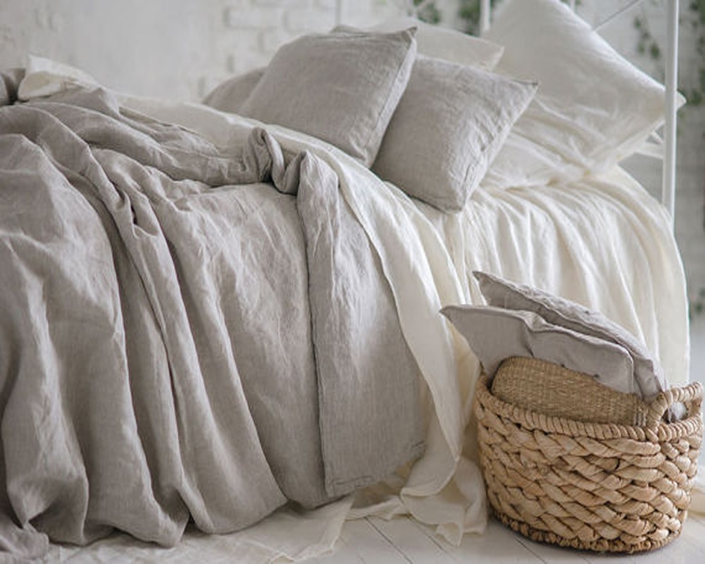 Grey Linen Duvet Cover