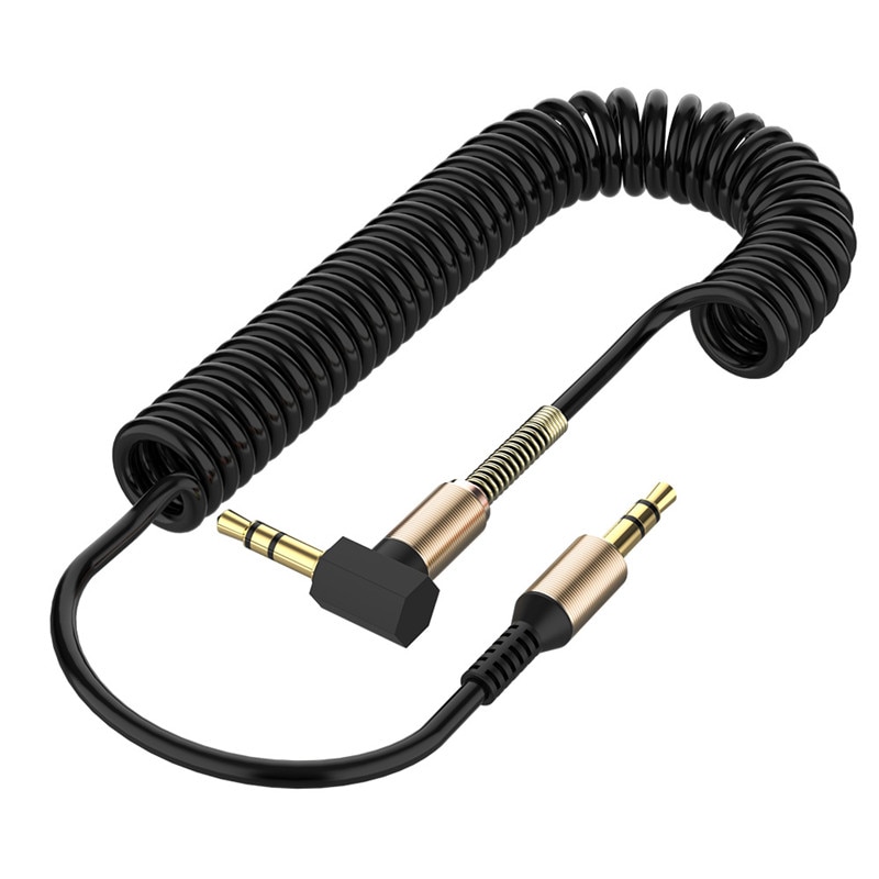 Coiled Right Angle 3.5mm Aux Cable
