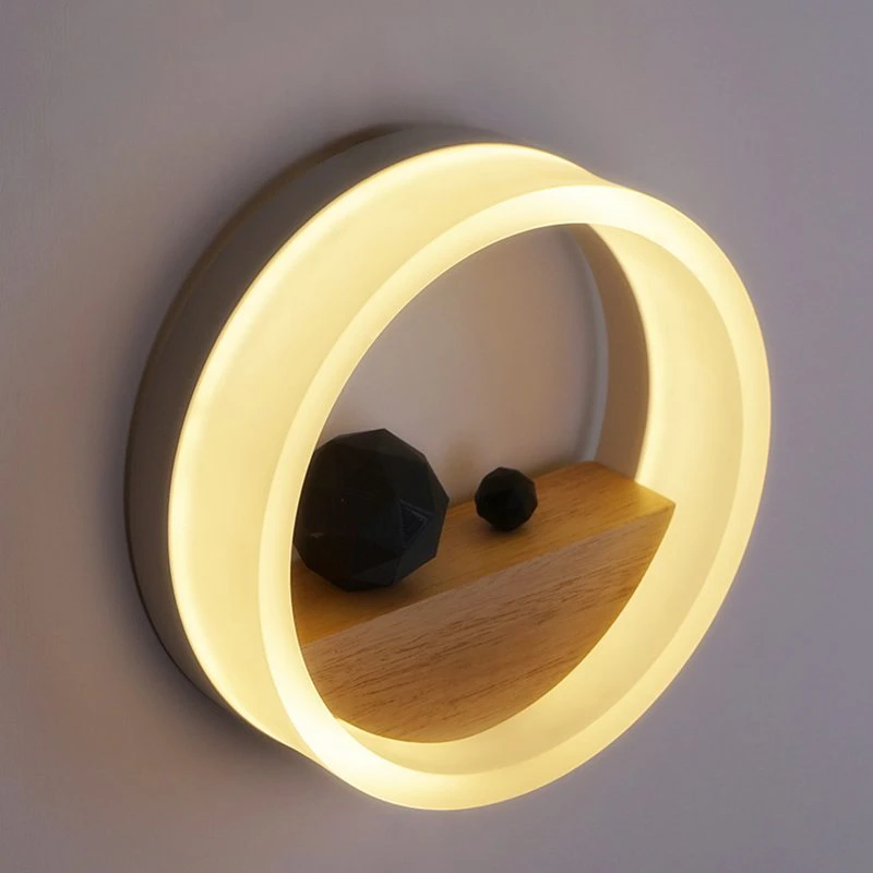 Round Soft Wooden Wall Lamp