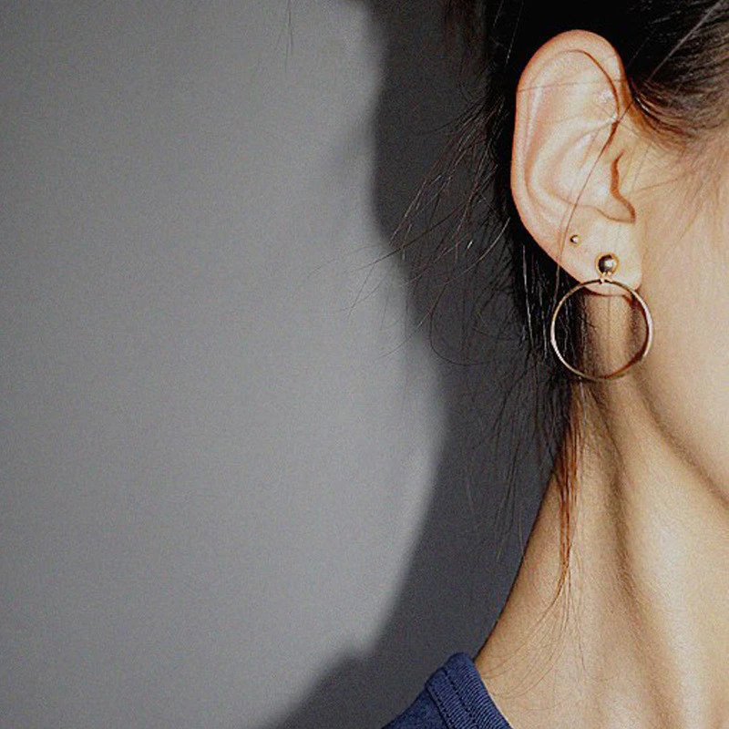 Gold Circular Drop Earrings