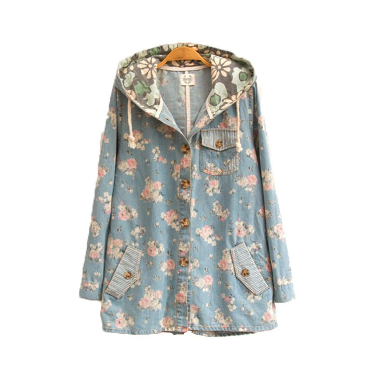 Floral Patterned Denim Jacket