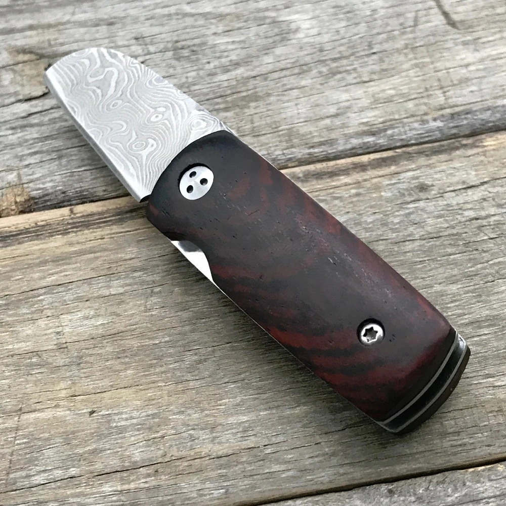 Folding Damascus Wood Knife