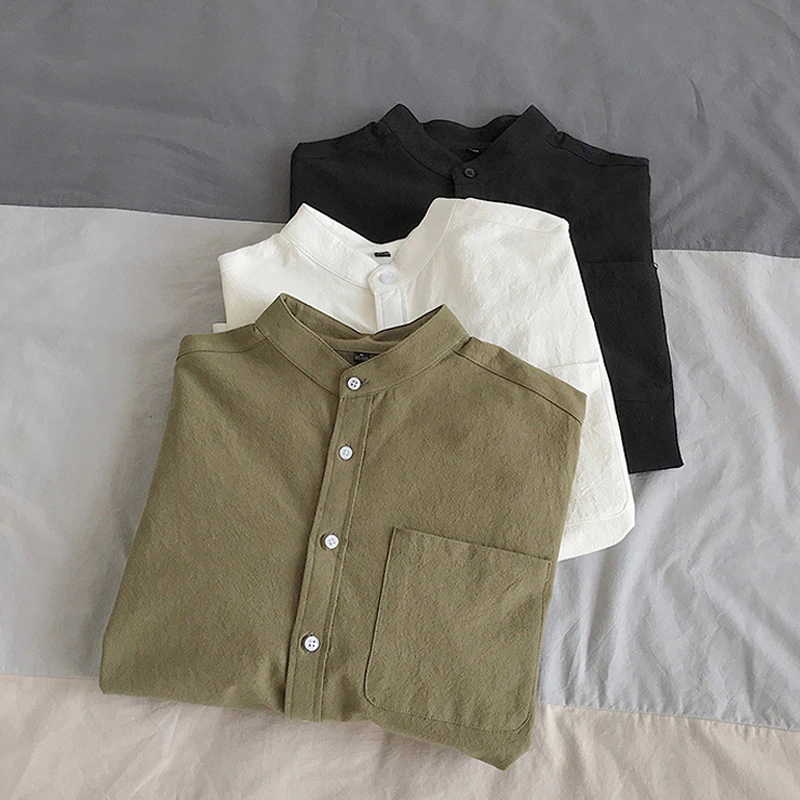 Mandarin Collar Button Down Tee