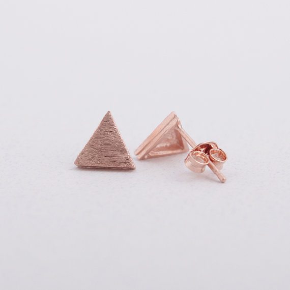 Rose Gold Triangle Studs
