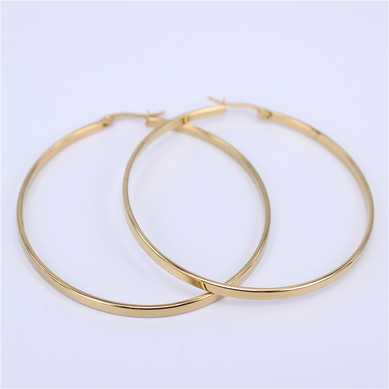 Flat Gold Hoop Earrings