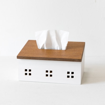 Wood House Tissue Box