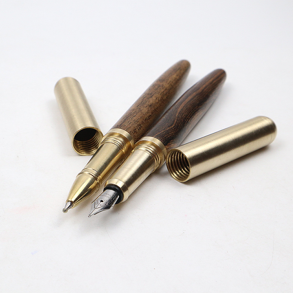 Brass Capped Wooden Fountain Pen