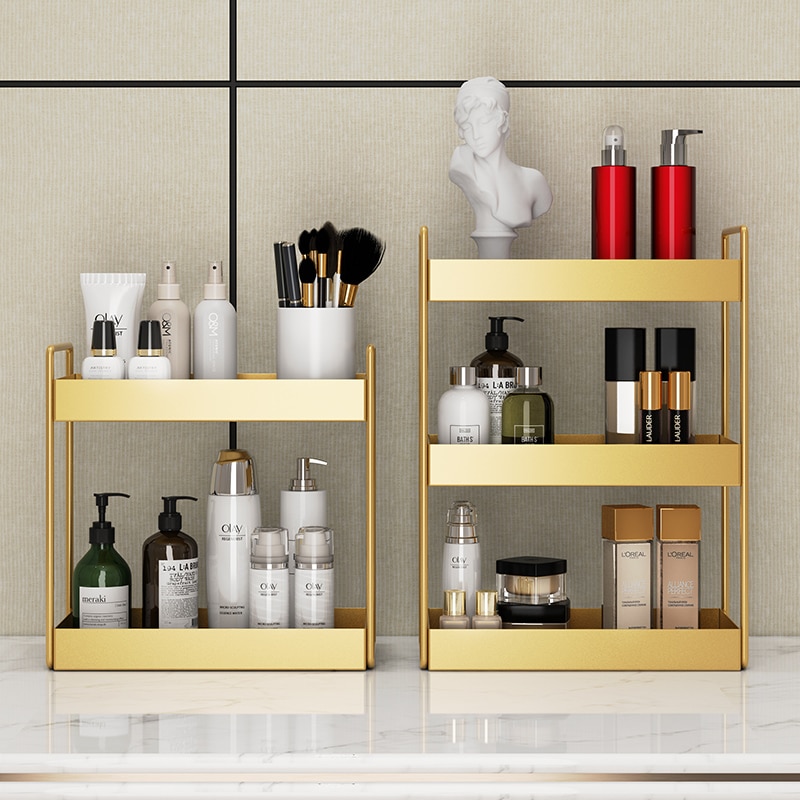 Gold Cosmetic Shelf