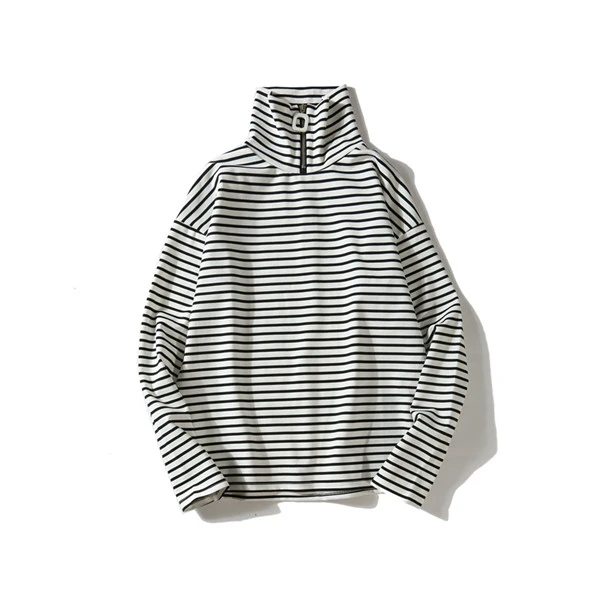 Zip Stripe Turtleneck