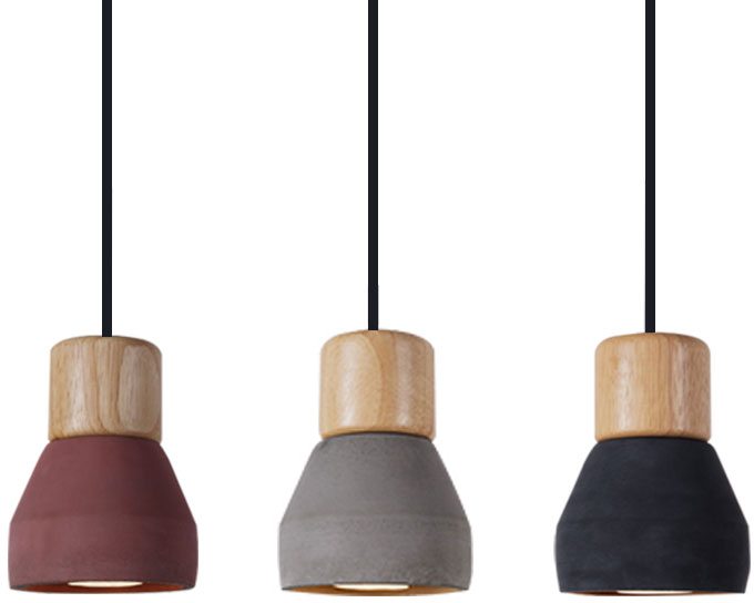 Wood & Cement Style Pendant Light