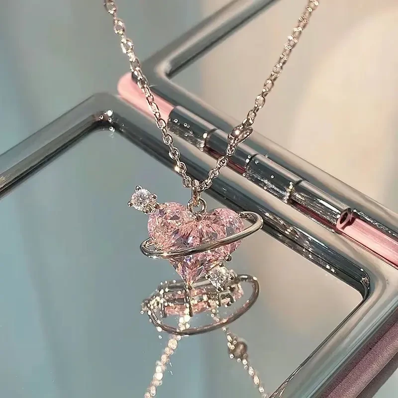 Pink Zircon Heart Pendant