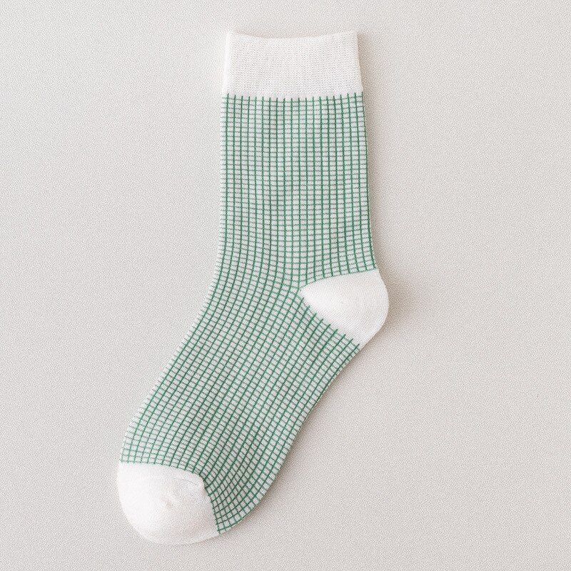 Neutral Grid Print Socks