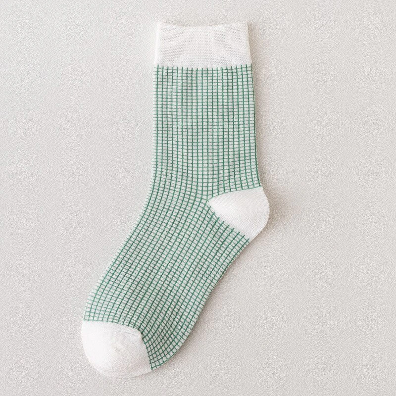 Neutral Grid Print Socks