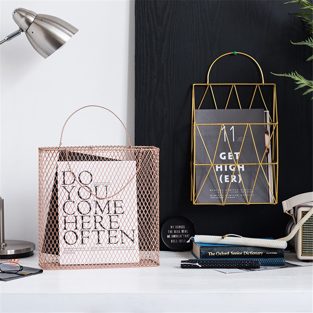 Rose Gold Wire Magazine Storage Bag