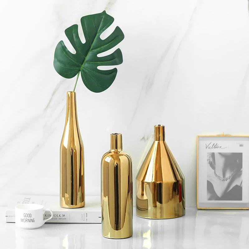 Minimalist Gold Ceramic Vase
