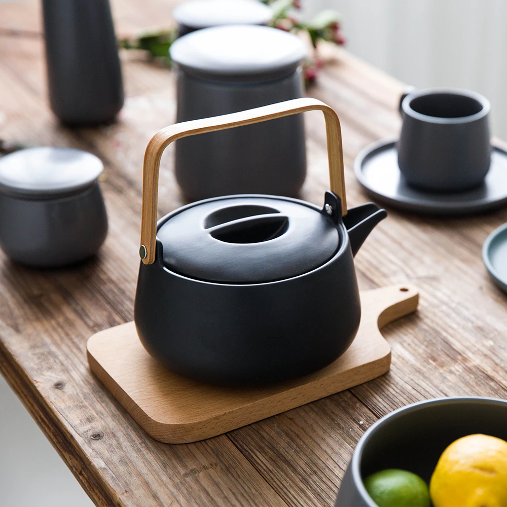 Black Ceramic Japanese Teapot