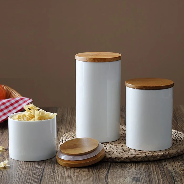 Bamboo Top Ceramic Storage Jars