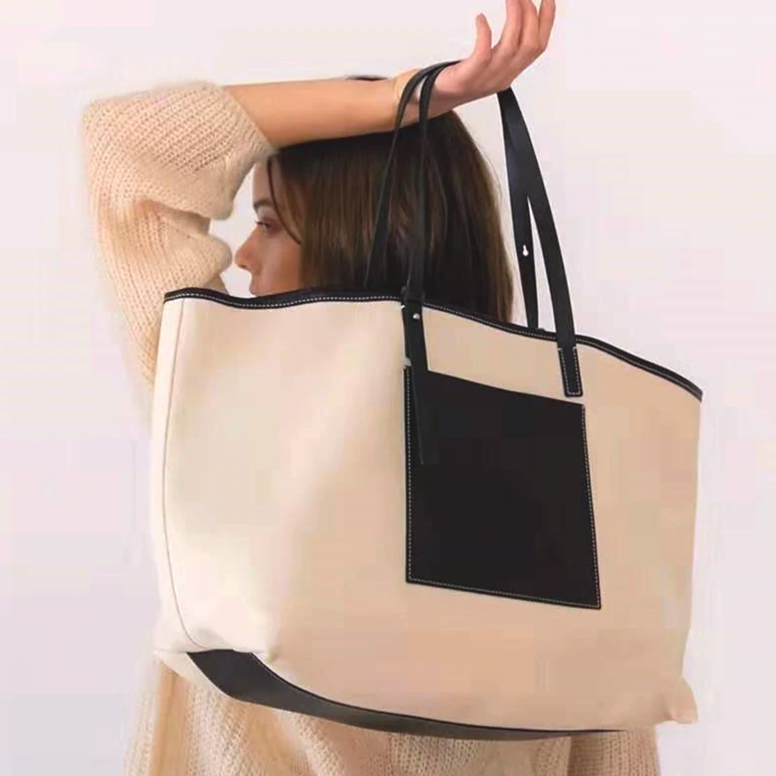 Contrast Large Summer Canvas Tote