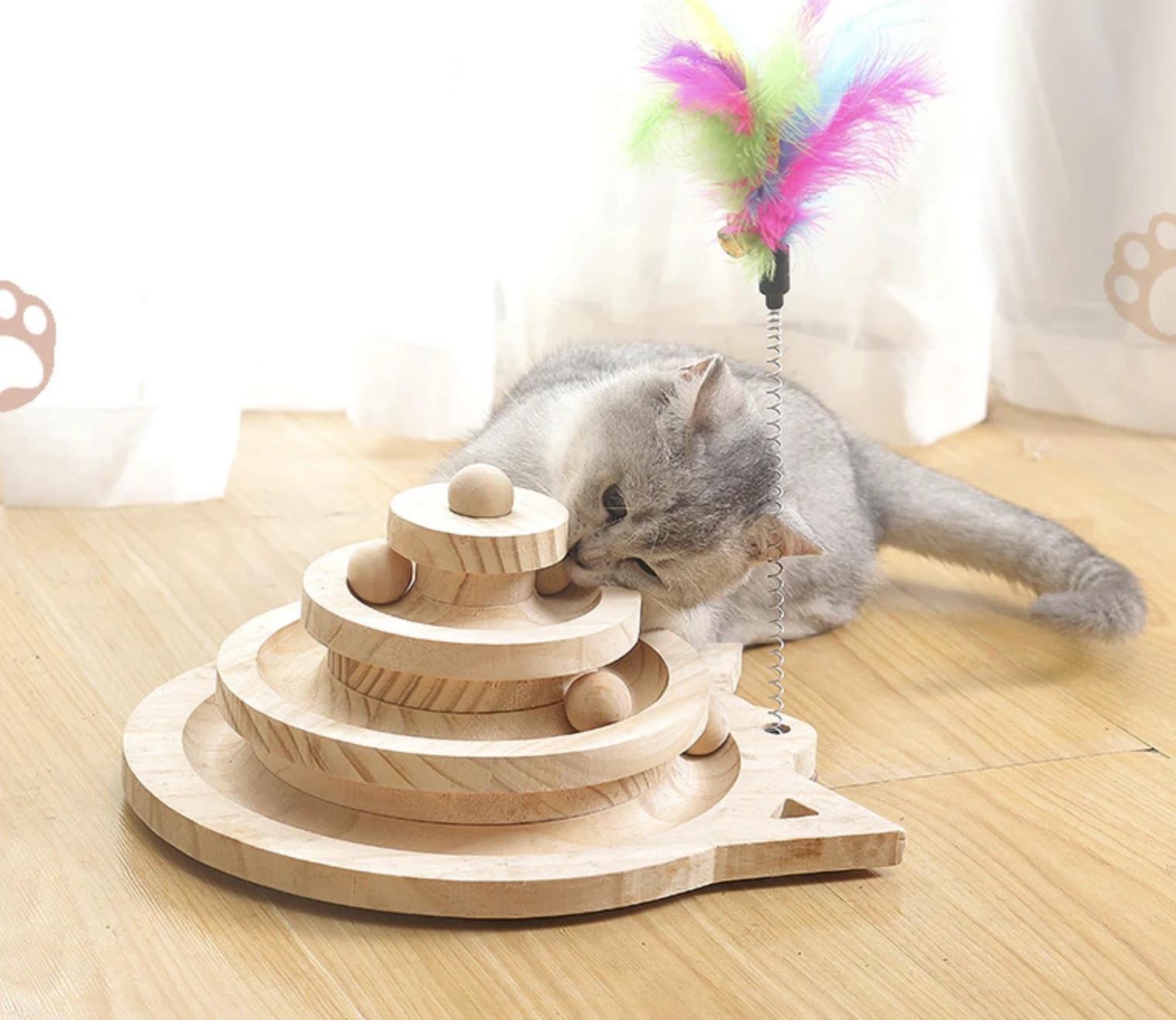 Cat Wooden Ball Tower