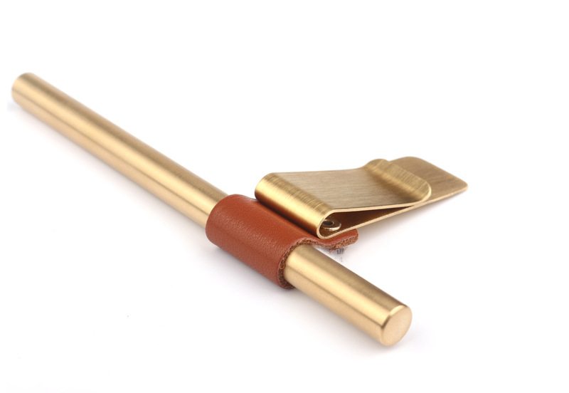 Brass Leather Bookmark Pen Holder