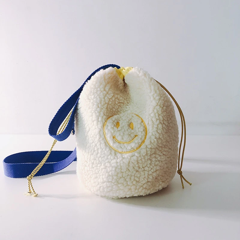 Smiley Fleece Drawstring Pouch