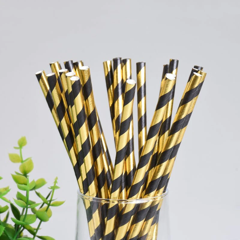 Black and Gold Straw Set