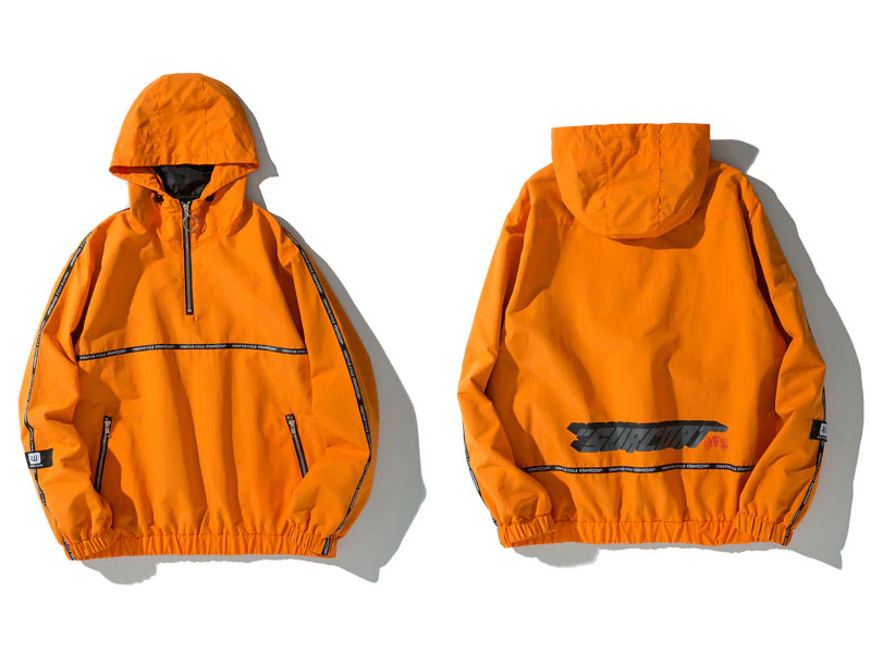 Orange Pullover Windbreaker