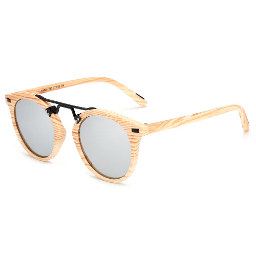 Wood Print Round Keyhole Sunglasses