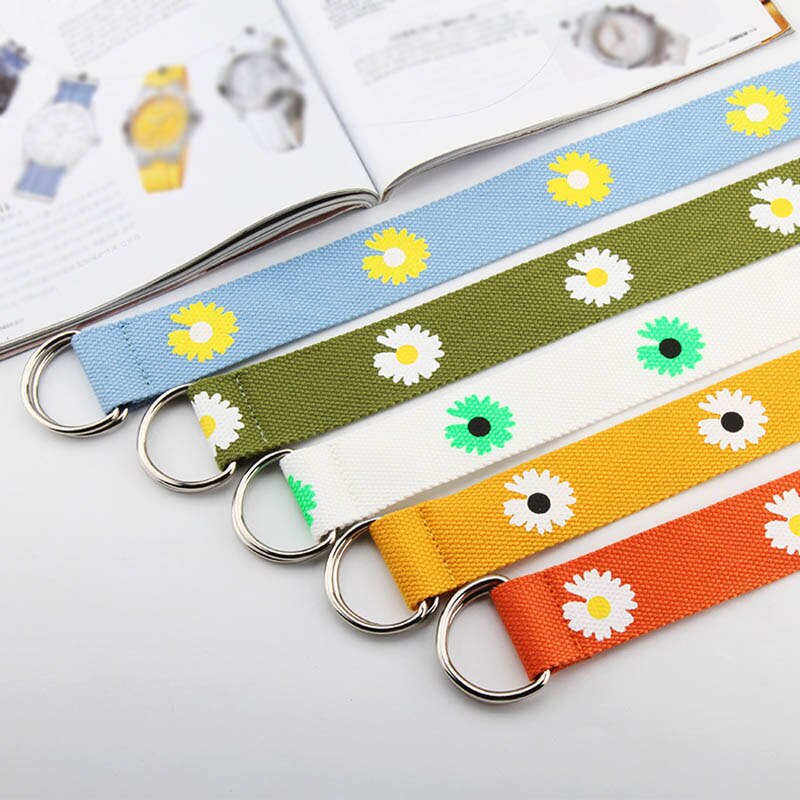 Daisy Print D Loop Canvas Belt