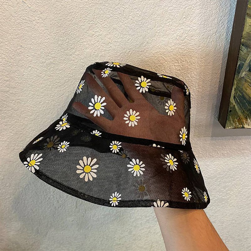 Mesh Daisy Print Bucket Hat