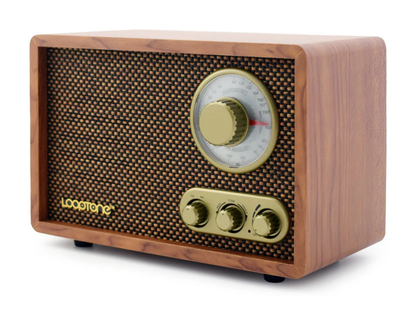 Retro Wood Veneer Tabletop Radio