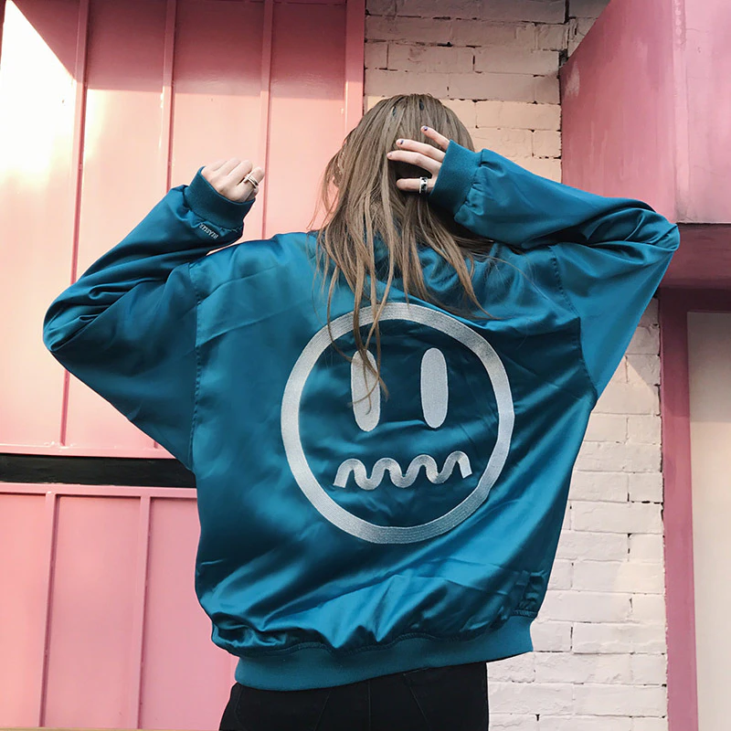 Woman's Oversize Satin Bomber