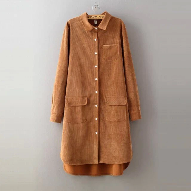 Womens Corduroy Long Sleeve Dress