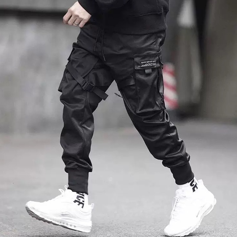 Tech Wear Black Cargo Pants
