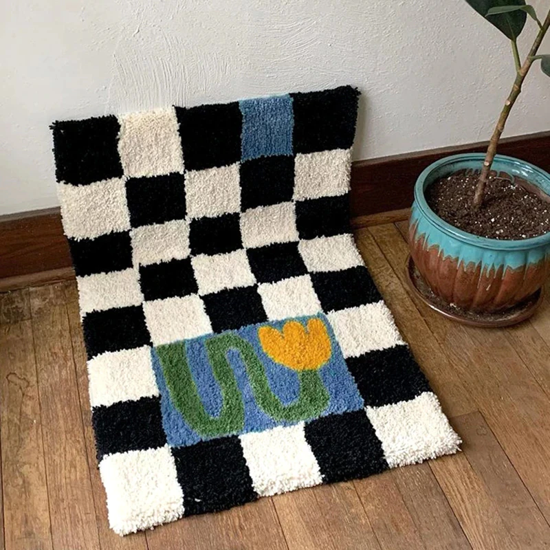 Checkered Bathroom Rug