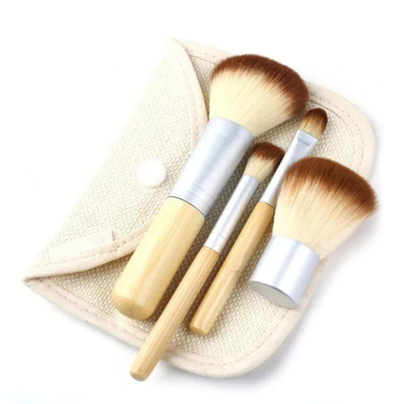 Compact Bamboo Makeup Brush Set