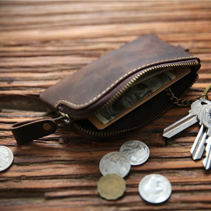 Leather Keychain Coin Pouch
