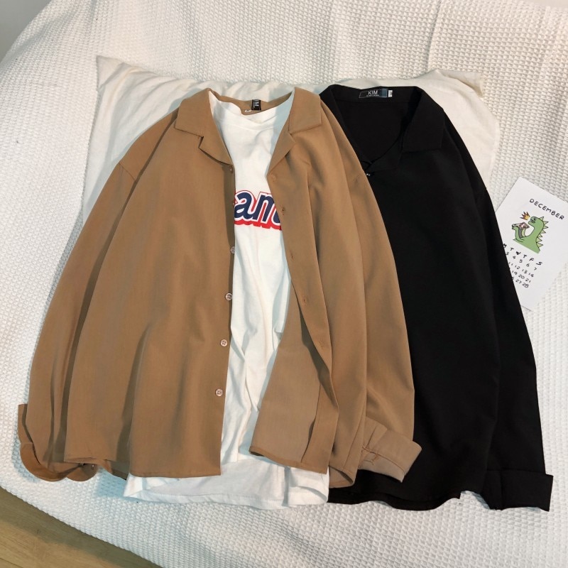 Mens Oversized Camp Collar Shirt