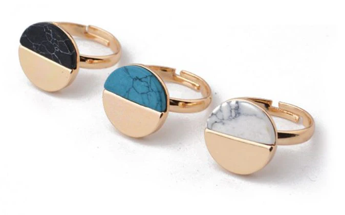 Gold Stone Split Rings
