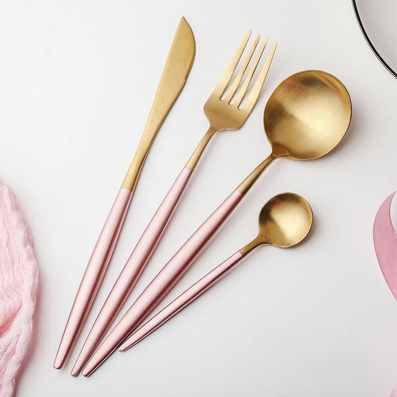 Pink Gold Dinnerware Set