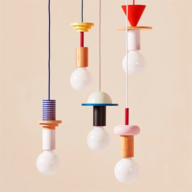 Multicolor Wooden Pendant Light