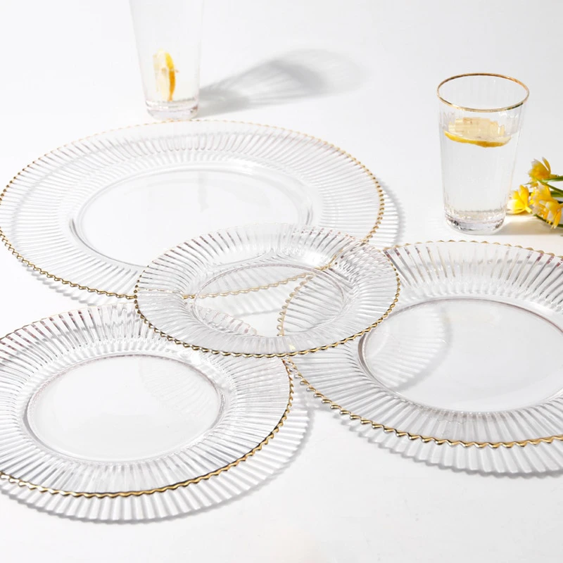 Gold Rimmed Transparent Glass Plates
