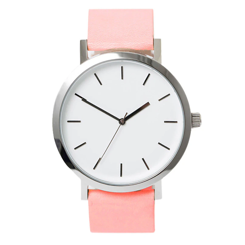 Pink Leather Quartz Watch