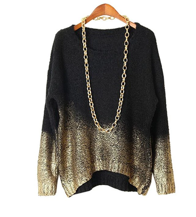Womens Oversized Gold Gradient Sweater