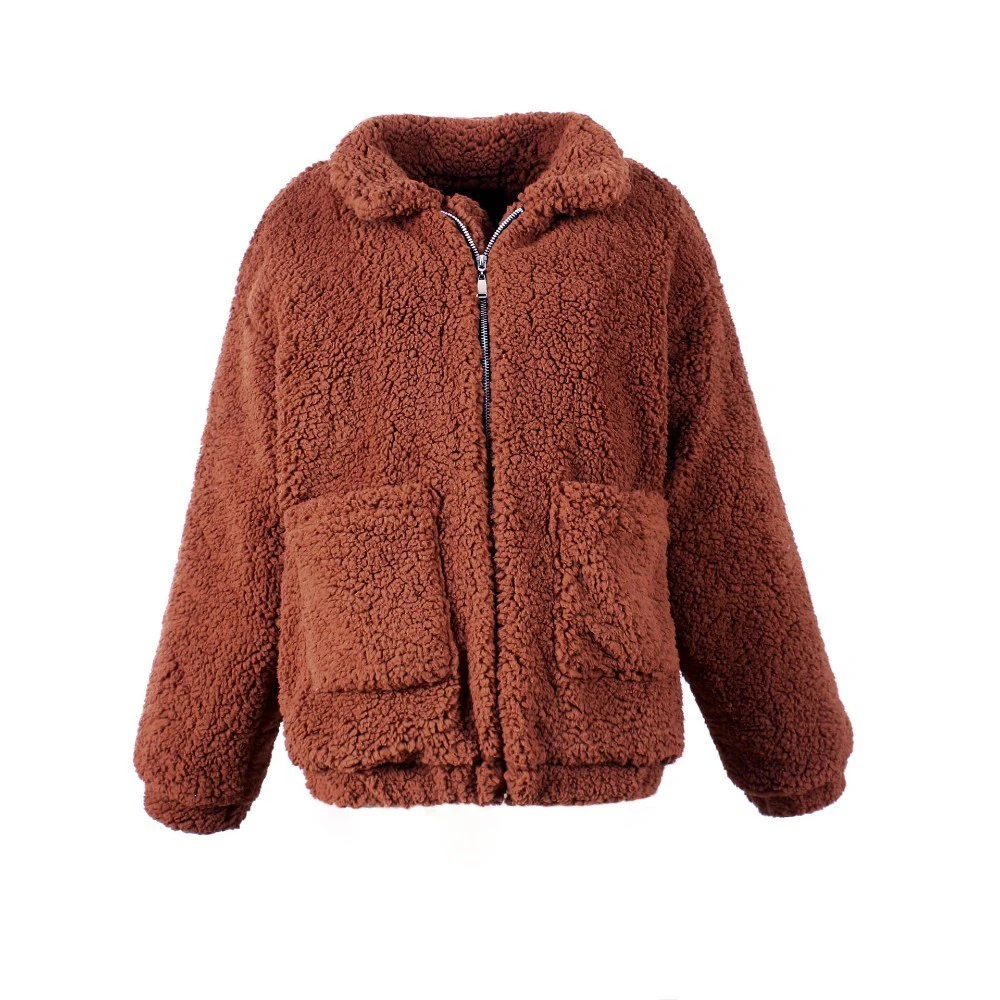 Womens Brown Teddy Style Jacket