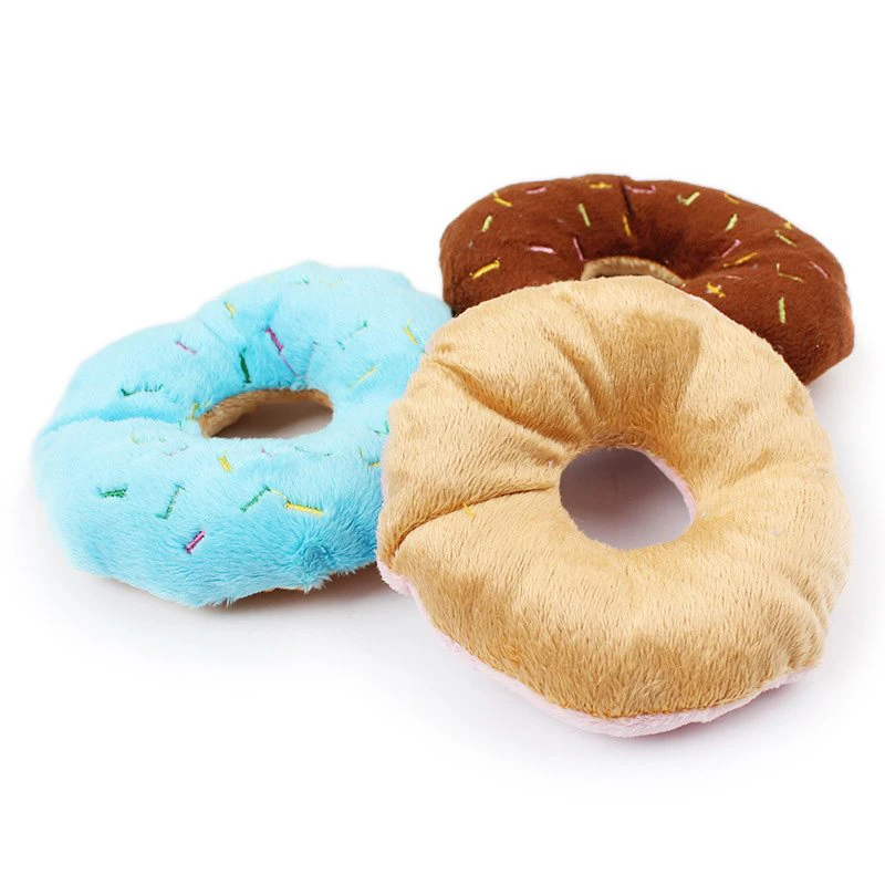 Plush Donut Dog Chew Toy