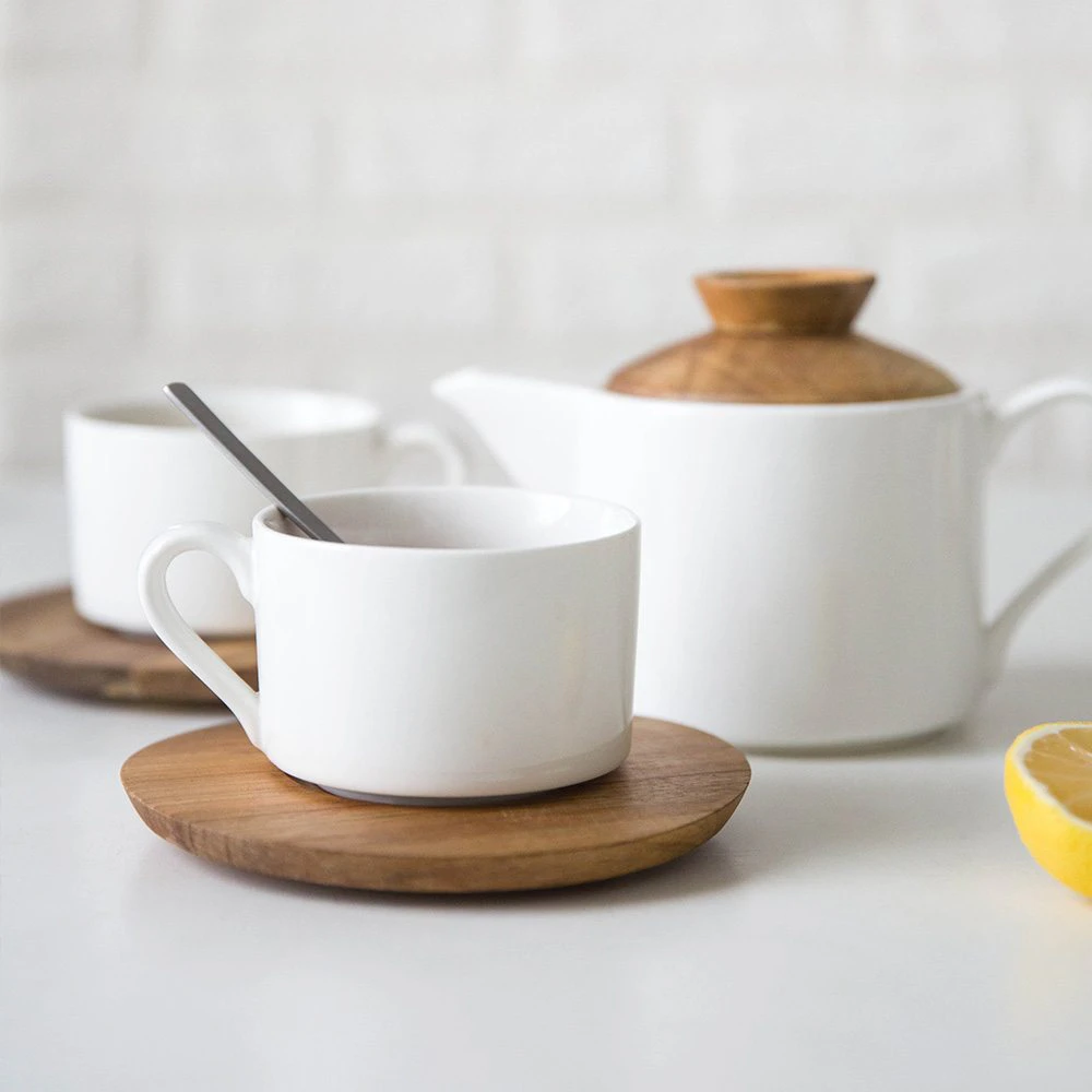 Wood Ceramic Coffee Set