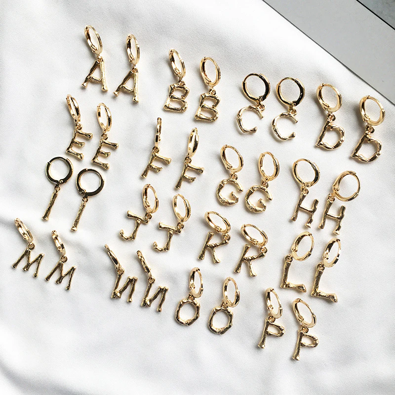 Custom Gold Letter Drop Earrings
