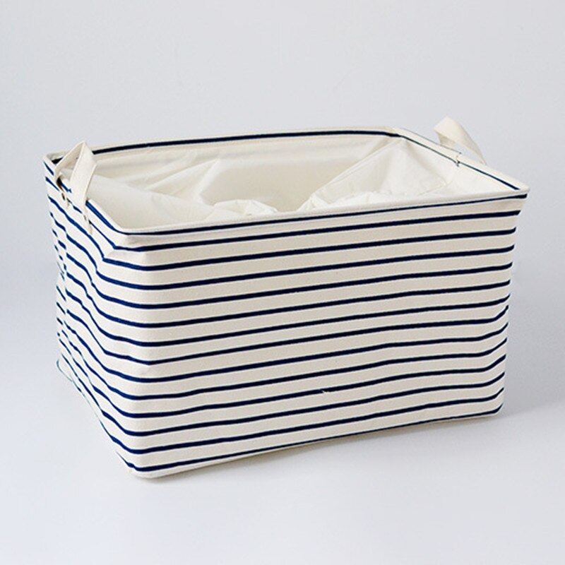 Striped Navy Cotton Storage Box