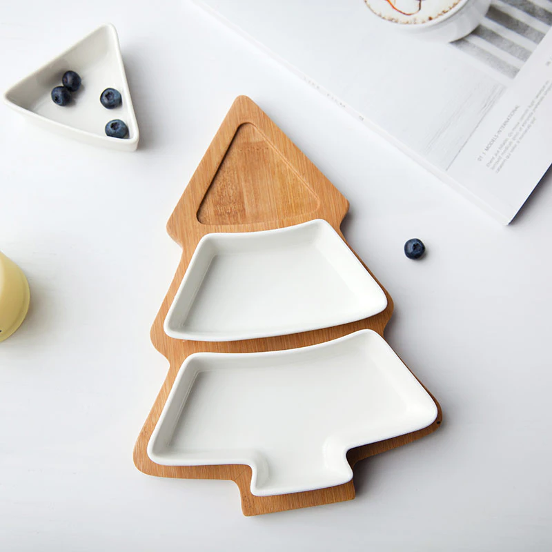 3pc Christmas Tree Plate Set